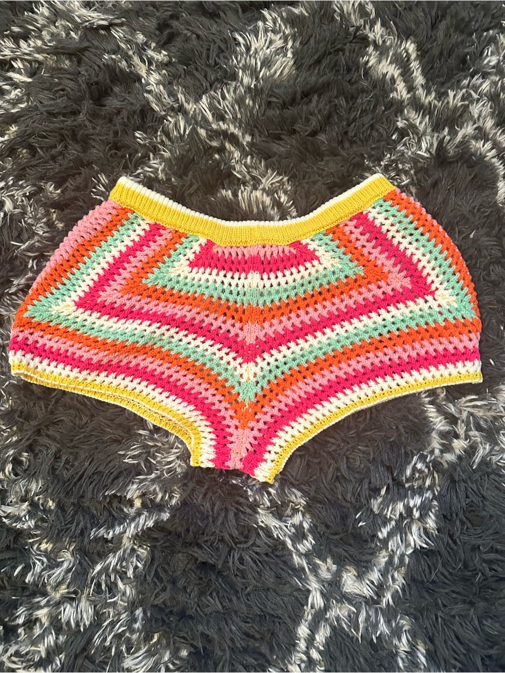 Crochet Multicolor Striped Shorts